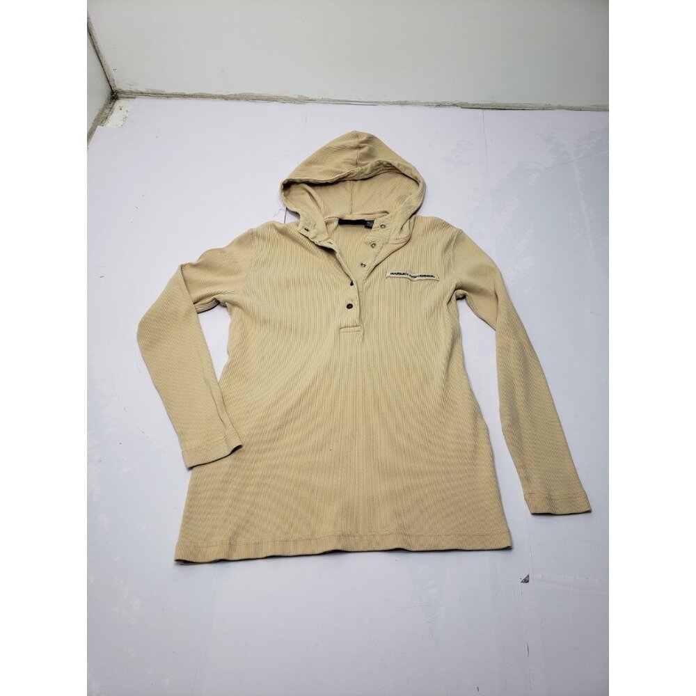 Harley Davidson Women 3/4 Button Up Hooded Long Sleeve Shirt Size Small